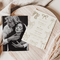Coquette Bows Sand Wedding Invitation