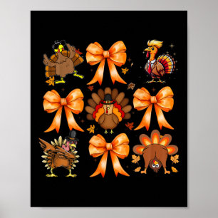 Coquette Bows Thanksgiving Turkey Christmas Turkey Poster