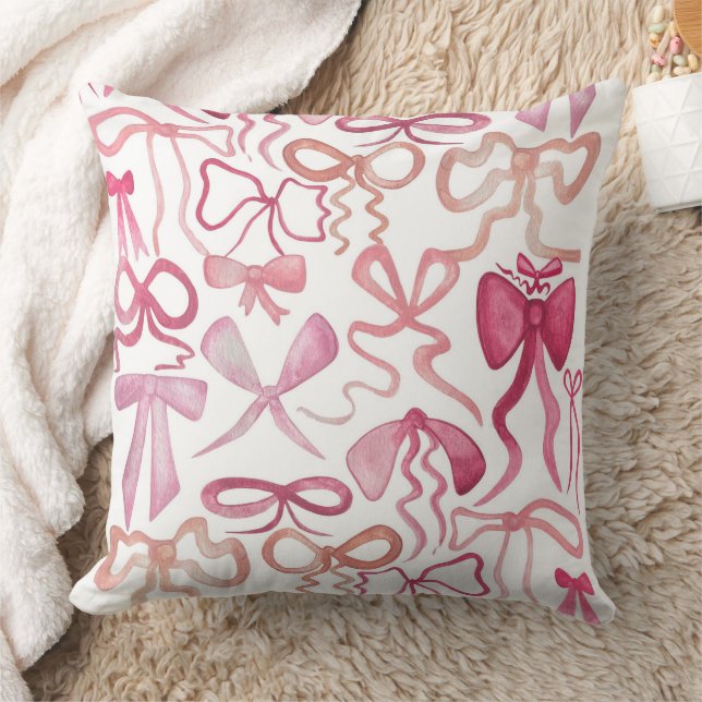 Coquette Bridal Shower Gifts Pink Bow Home Decor  Cushion (Blanket)