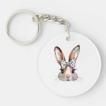 Coquette Bunny Bow Easter Keychain