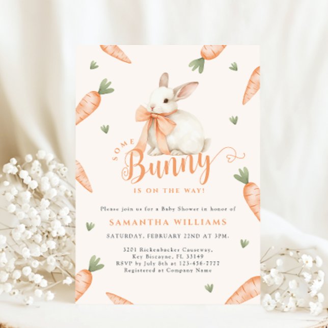 Coquette Bunny Gender Neutral Baby Shower Invitation (Creator Uploaded)