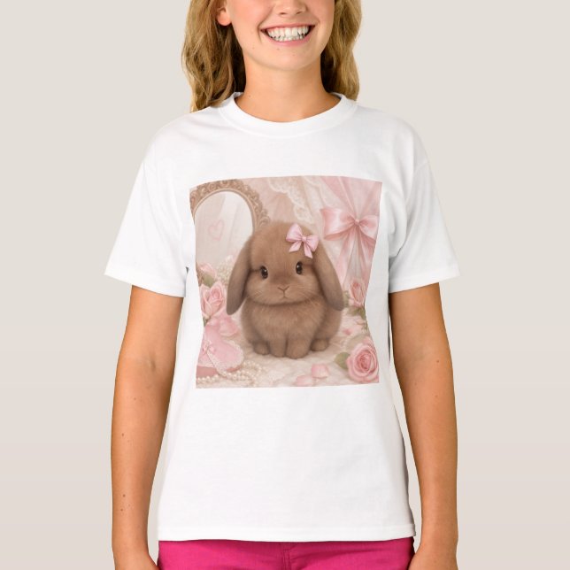 coquette bunny pink bow t shirt  (Front)