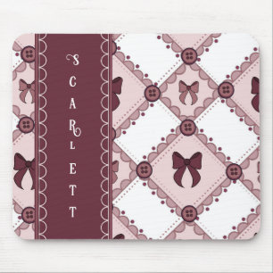 Coquette Burgundy Bow Mouse Pad