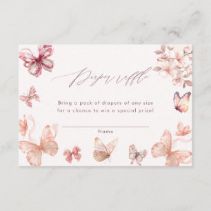 Coquette Butterfly Butterflies Diaper Raffle Enclosure Card
