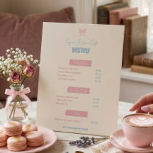 Coquette Cafe Menu Pink Bow Bakery Dessert Display