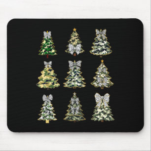 Coquette Camo Christmas Tree Bow Camouflage Huntin Mouse Pad