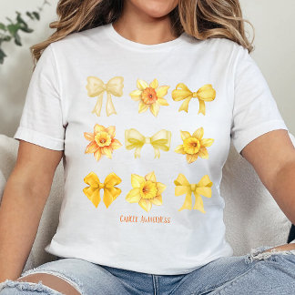 Coquette Cancer Awareness Tshirt, Daffodil Cancer Tri-Blend Shirt