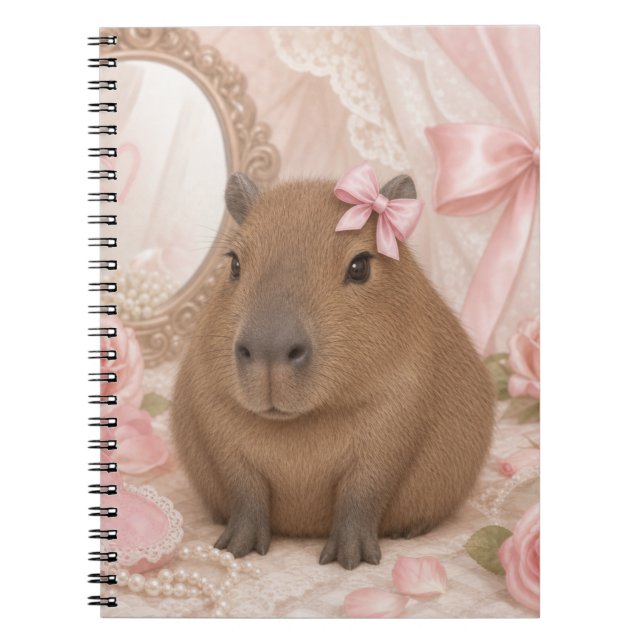 coquette capybara pink bow  notebook (Front)