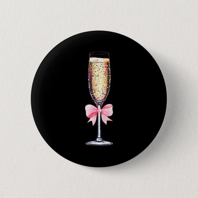 Coquette Champagne Gl Happy New Year 2026 Party Wo 6 Cm Round Badge (Front)