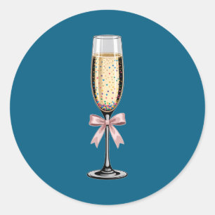 Coquette Champagne Gl Happy New Year 2026 Party Wo Classic Round Sticker