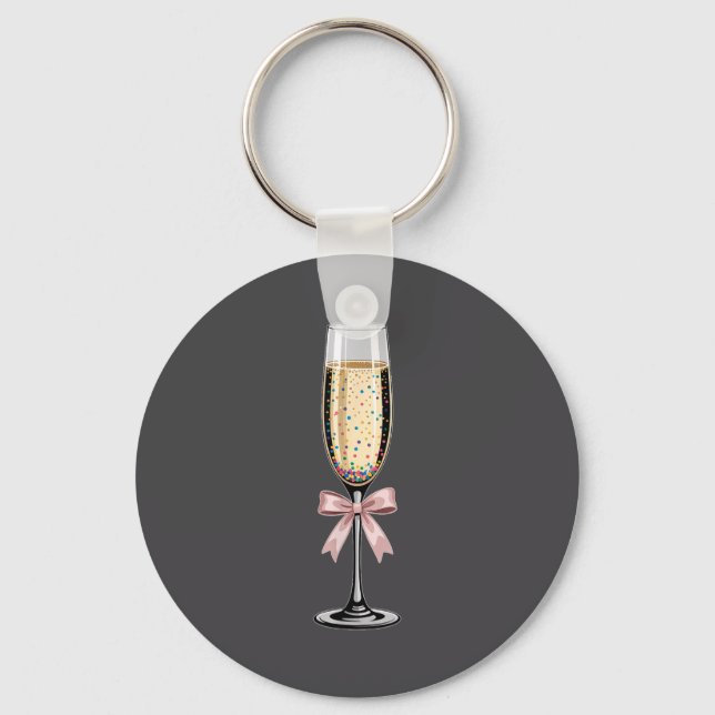 Coquette Champagne Gl Happy New Year 2026 Party Wo Key Ring (Front)