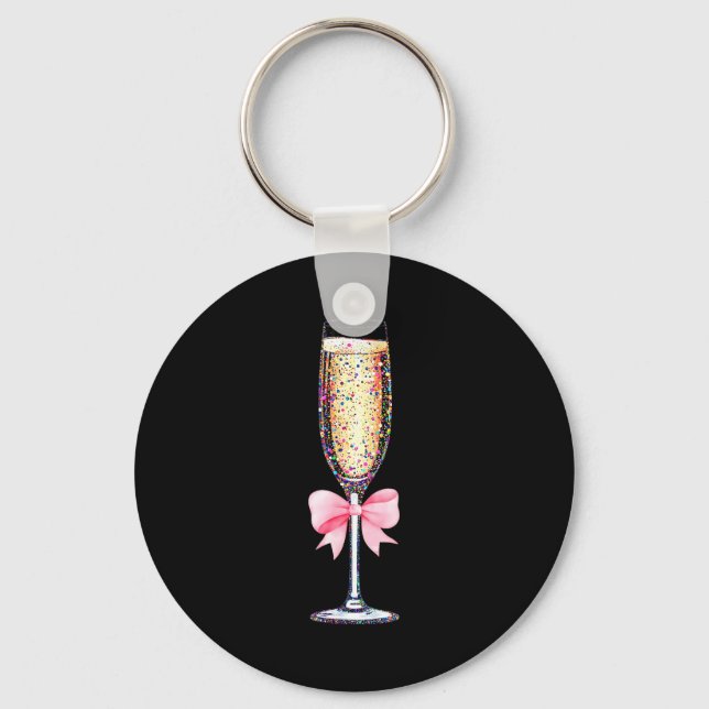 Coquette Champagne Gl Happy New Year 2026 Party Wo Key Ring (Front)