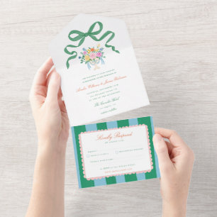 Coquette Charm Handpainted Floral Wedding invite