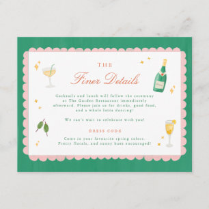 Coquette Charm Handpainted Wedding Details Enclosure Card
