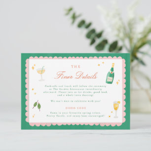 Coquette Charm Handpainted Wedding Details Enclosure Card