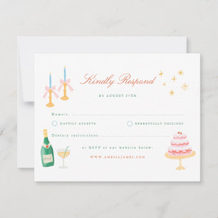 Coquette Charm Handpainted Wedding RSVP Card