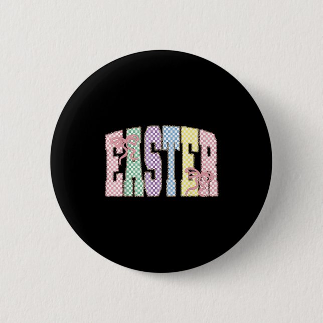 Coquette Checkered Easter Day Spring Easter Pastel 6 Cm Round Badge (Front)