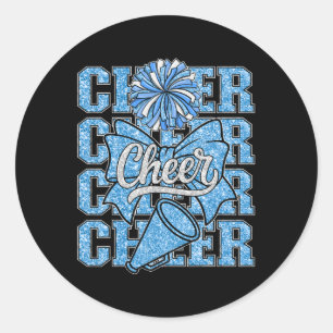 Coquette Cheer Bow Blue Cheerleader Sport Cheerlea Classic Round Sticker