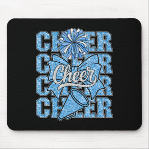 Coquette Cheer Bow Blue Cheerleader Sport Cheerlea Mouse Pad
