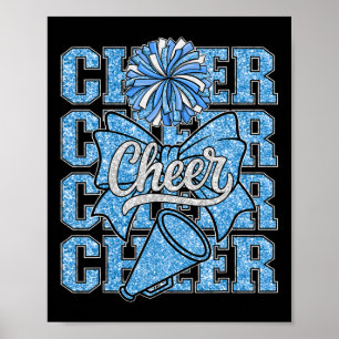 Coquette Cheer Bow Blue Cheerleader Sport Cheerlea Poster