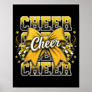 Coquette cheer bow cheerleading team spirit green poster