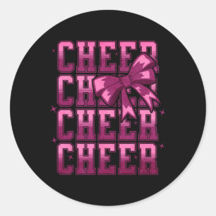 Coquette Cheer Bow Cheerleading Team Spirit Sport Classic Round Sticker
