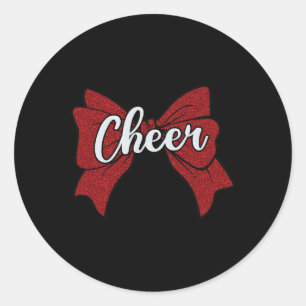 Coquette Cheer Bow Red Funny Sport Cheerleader Che Classic Round Sticker