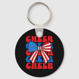 Coquette Cheer Bow Sport Cheerleader Usa American  Key Ring