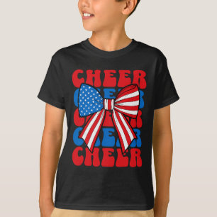 Coquette Cheer Bow Sport Cheerleader Usa American  T-Shirt