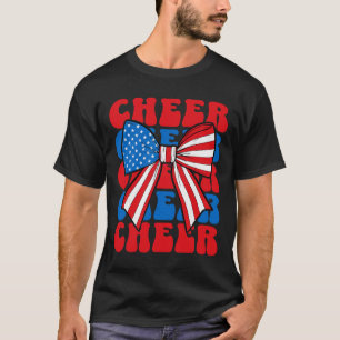 Coquette Cheer Bow Sport Cheerleader Usa American T-Shirt