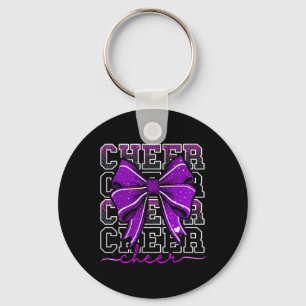 Coquette Cheer Bow Team Cheerleader Cheerleading P Key Ring
