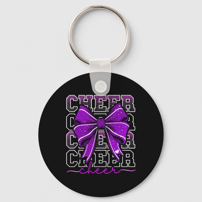 Coquette Cheer Bow Team Cheerleader Cheerleading P Key Ring (Front)