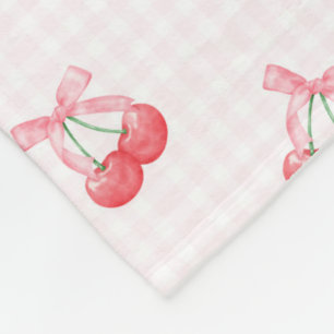 Coquette Cherries Bow Pattern  Fleece Blanket