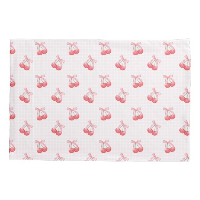 Coquette Cherries Bow Pattern  Pillowcase (Back)