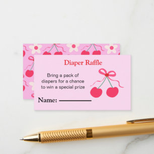 Coquette Cherries with bows Baby Shower Enclosure Card