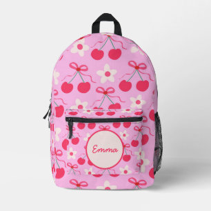 Coquette Cherries with Red Bows and Flowers custom Printed Backpack