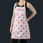 Coquette Cherry and Bows Striped Customisable Name Apron<br><div class="desc">This Red Cherry and Pink Bow Apron is the perfect blend of cute and practical for baking lovers. The watercolor pattern features a mix of cherries,  bows and stripes in playful pink and red tones. Customise the design with a name for a personal gift or a fun kitchen addition.</div>