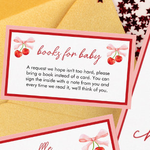 Coquette Cherry Baby Shower Books for Baby Enclosure Card