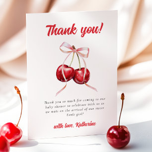 Coquette Cherry Baby Shower Thank You Card