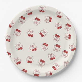 Coquette Cherry Bow Birthday Paper Plates
