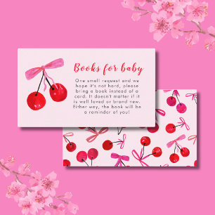 Coquette cherry & bow books for baby shower enclosure card