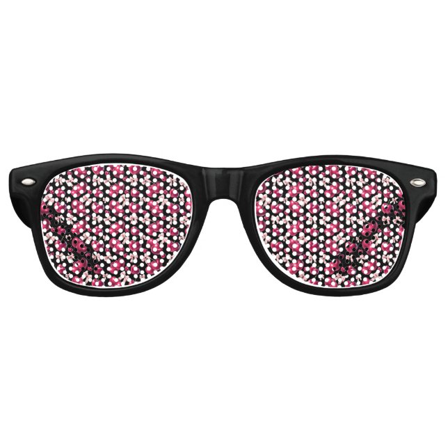 Coquette cherry bow pattern  retro sunglasses (Front)