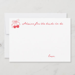 Coquette Cherry Bridal Shower Advice Card