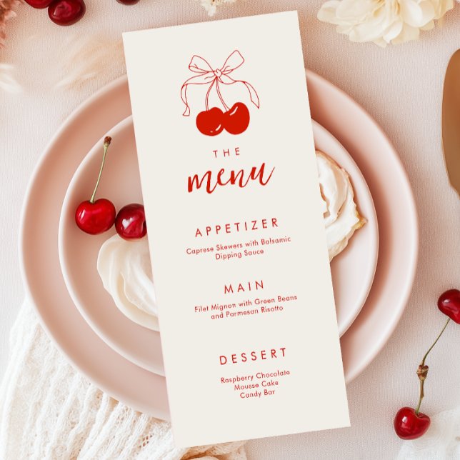 Coquette Cherry Bridal Shower Menu (Creator Uploaded)