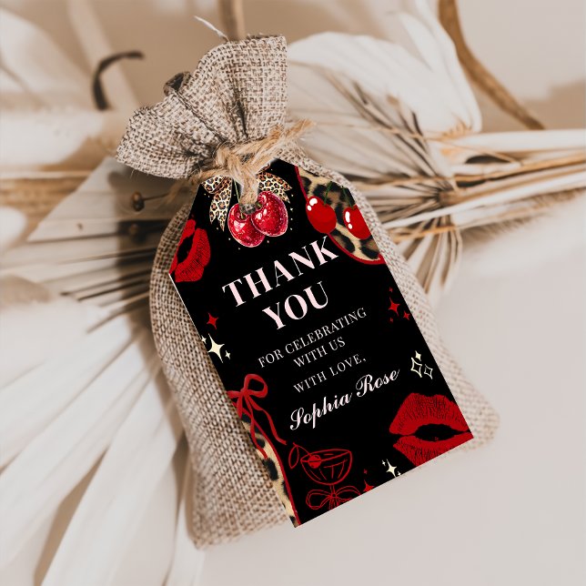 Coquette Cherry Cheetah Birthday Gift Tags (Creator Uploaded)