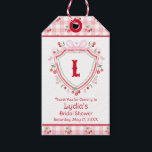 Coquette Cherry Monogam Bridal Shower Gift Tags<br><div class="desc">The coquette cherry monogram crest gives this bridal shower napkin a fun,  trendy look that any bride-to-be will love.  There is a coordinating cherry pattern border.

Colours include pink and red.

If you have any questions or need help customising this napkin,  please reach out. I'm happy to help.</div>