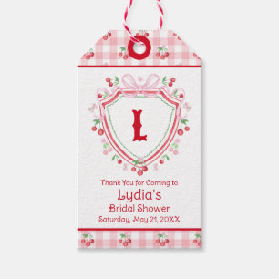 Coquette Cherry Monogam Bridal Shower Gift Tags