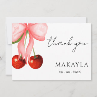 Coquette Cherry on Top Baby Girl Shower Thank You Card