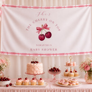 Coquette Cherry On Top Baby Shower Banner