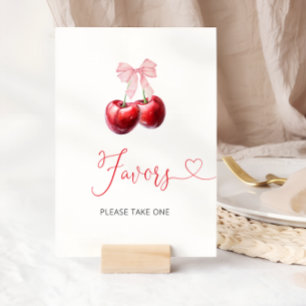 Coquette Cherry On Top Baby Shower Favours Poster